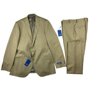 Paul Betenly Wool Two Piece Modern Fit Suit Tan Size US 44 L | 35 W